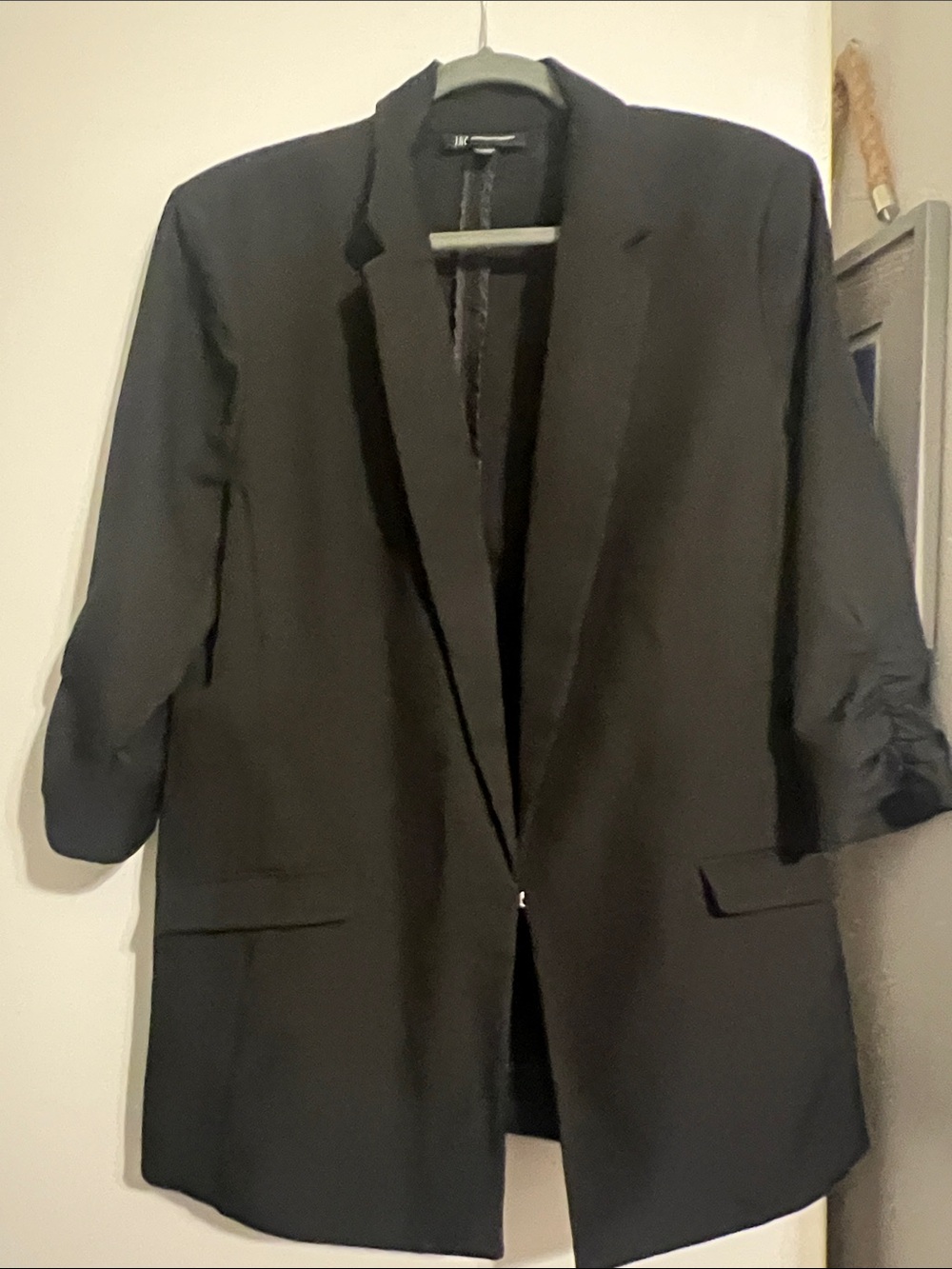 INC International Concepts Black Women's Longline Blazer